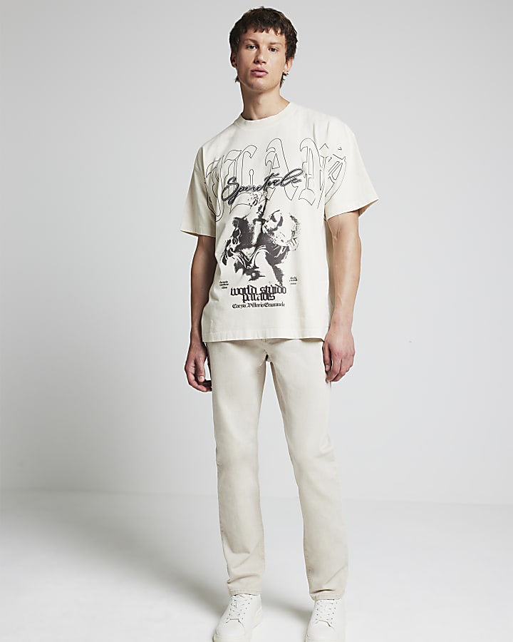 Beige slim fit jeans