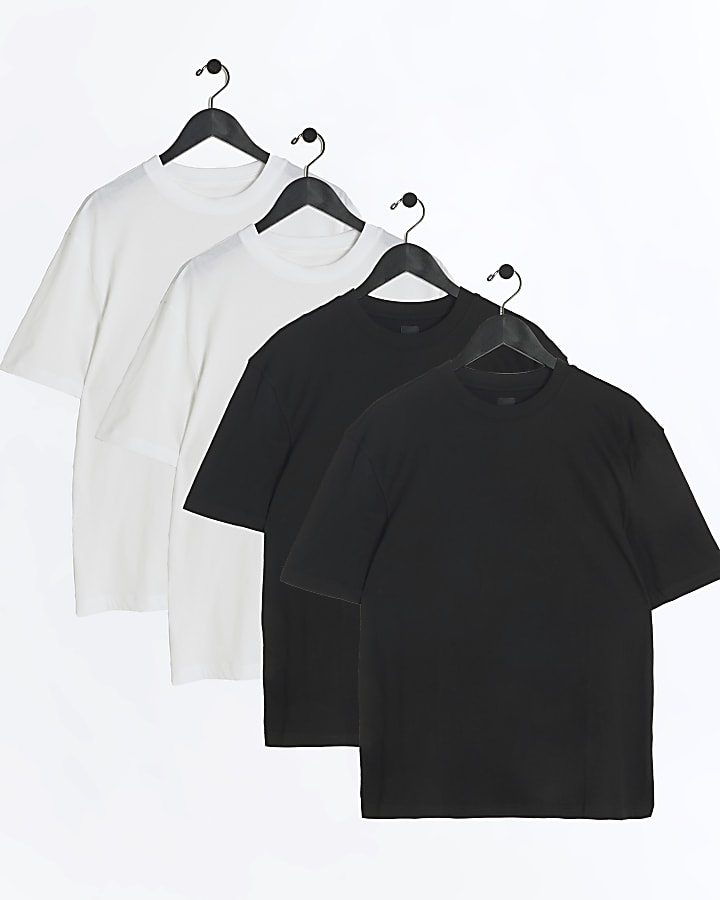 4PK white regular fit plain t-shirt