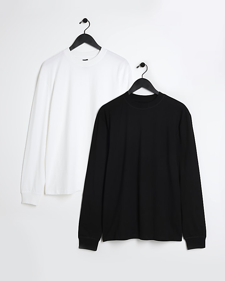 2PK white regular fit long sleeve t-shirt