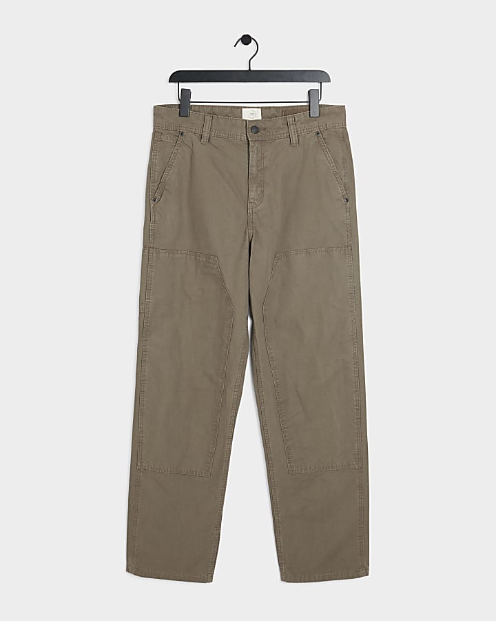 Brown regular fit workwear trousers