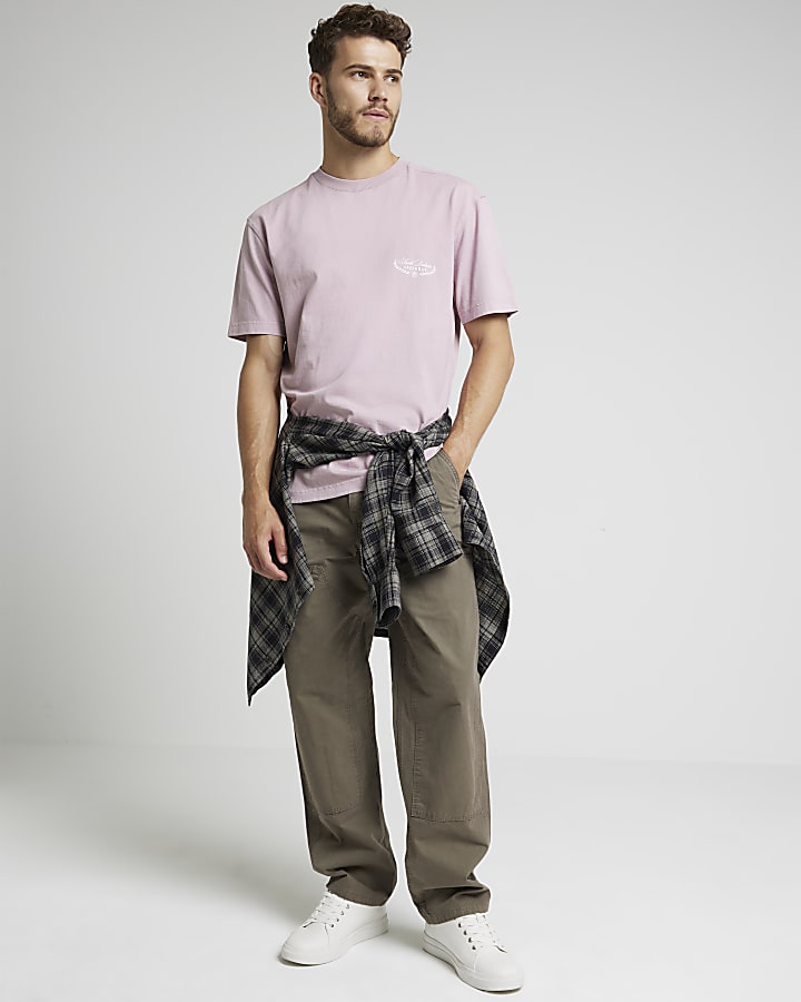 Brown regular fit workwear trousers