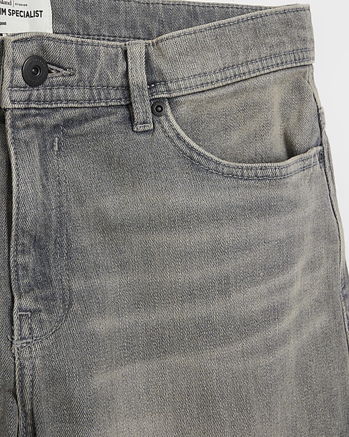 Grey Skinny Fit Faded Jeans