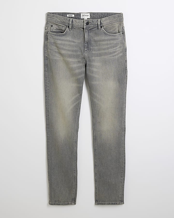 Grey Skinny Fit Faded Jeans