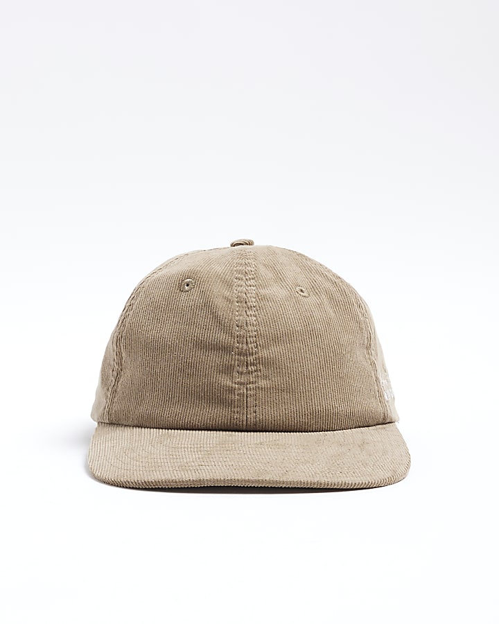 Stone corduroy flat peak cap