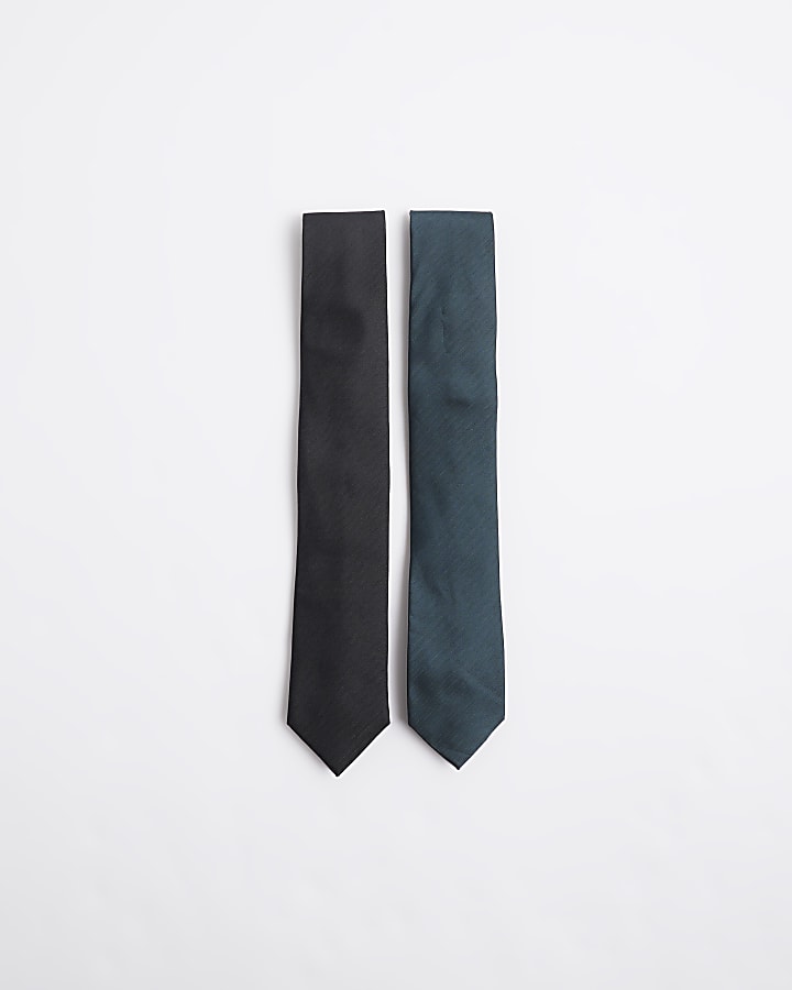 2 Pack green herringbone ties