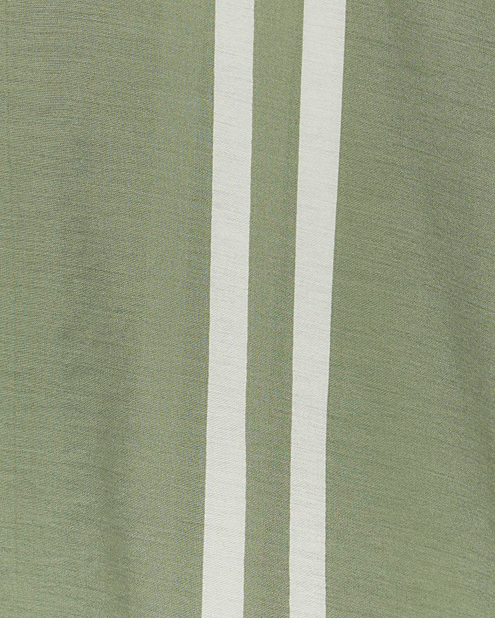 Green regular fit stripe revere shirt