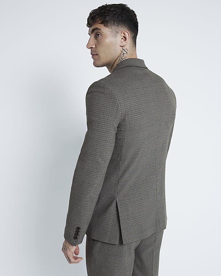 Brown Check Suit Jacket