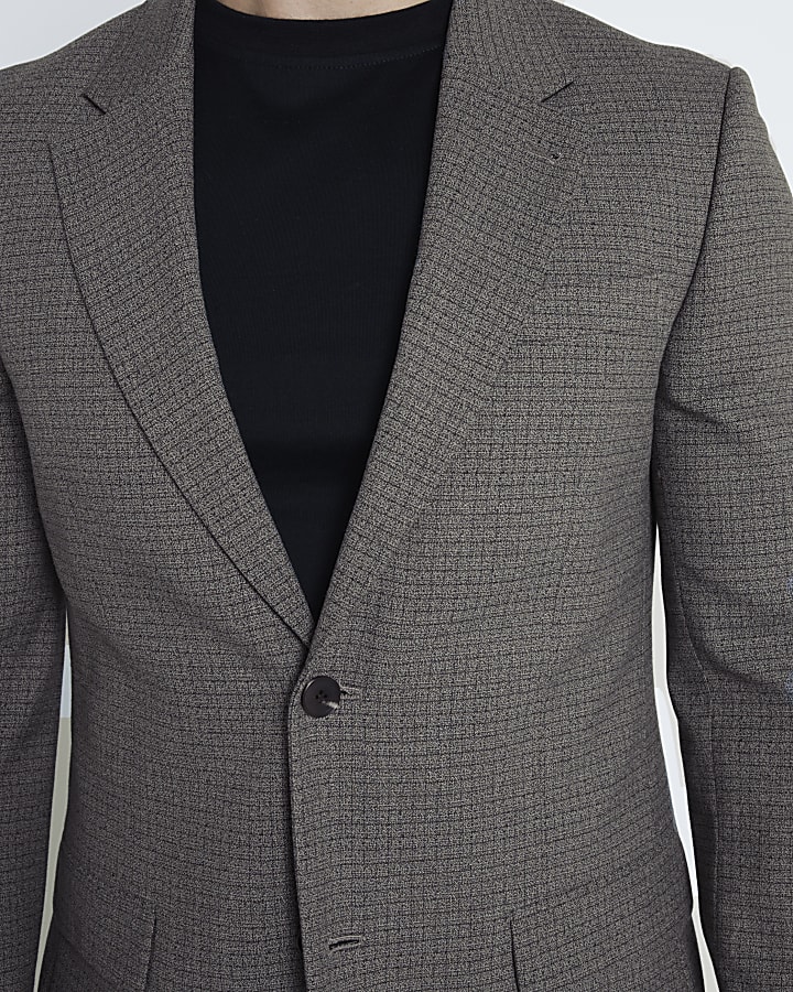 Brown Check Suit Jacket