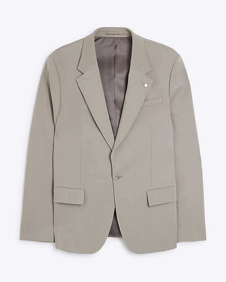 Beige Contemporary Suit Jacket