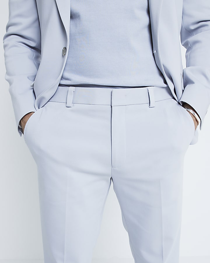 Blue Slim Fit Suit Trousers