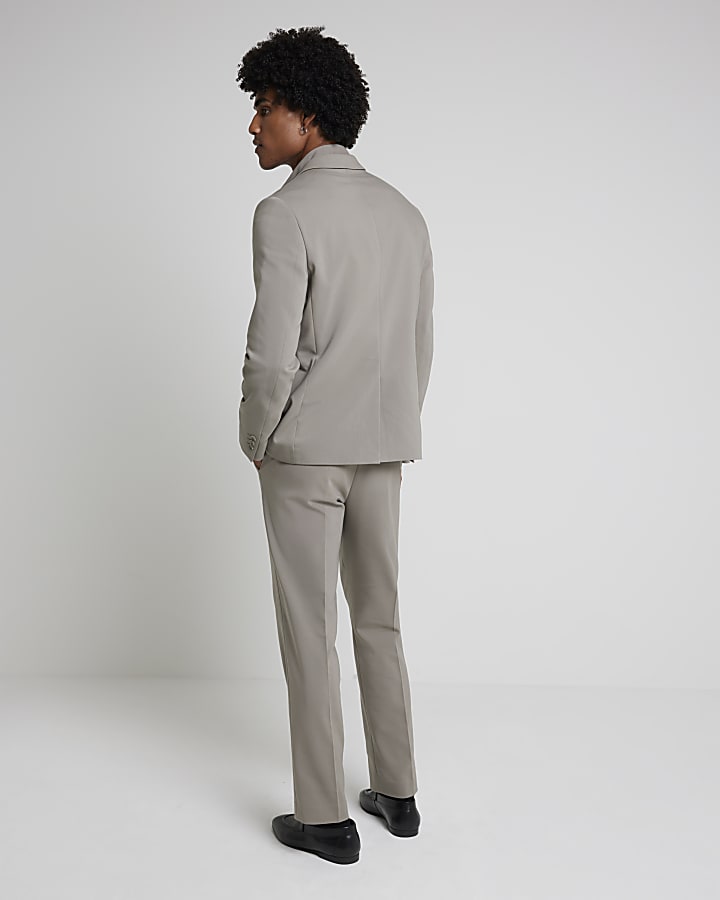 Beige Slim Fit Suit Trousers