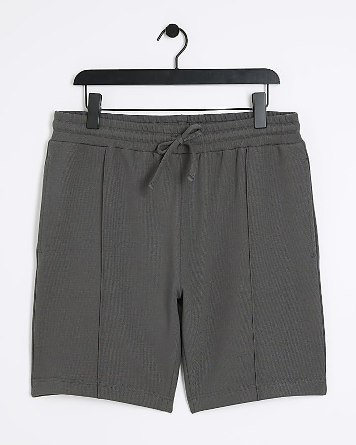 Grey slim fit textured shorts