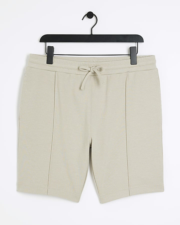 Stone slim fit textured shorts