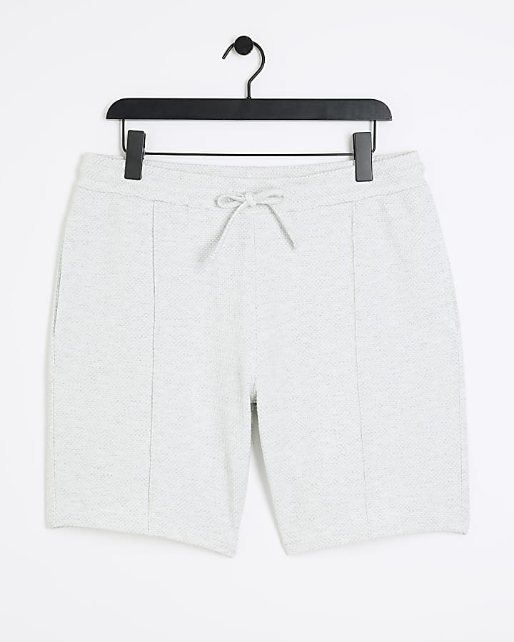 Grey slim fit textured shorts