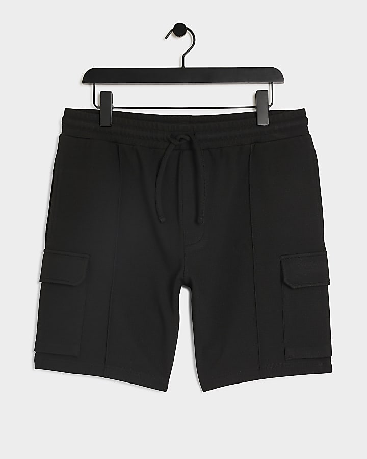 Black slim fit cargo shorts