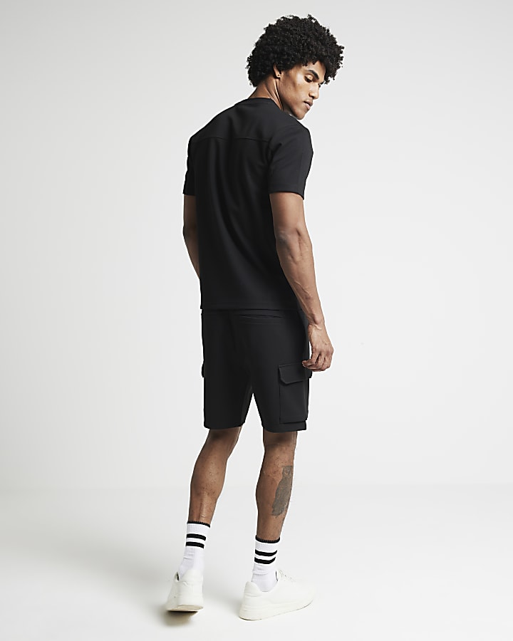 Black slim fit cargo shorts