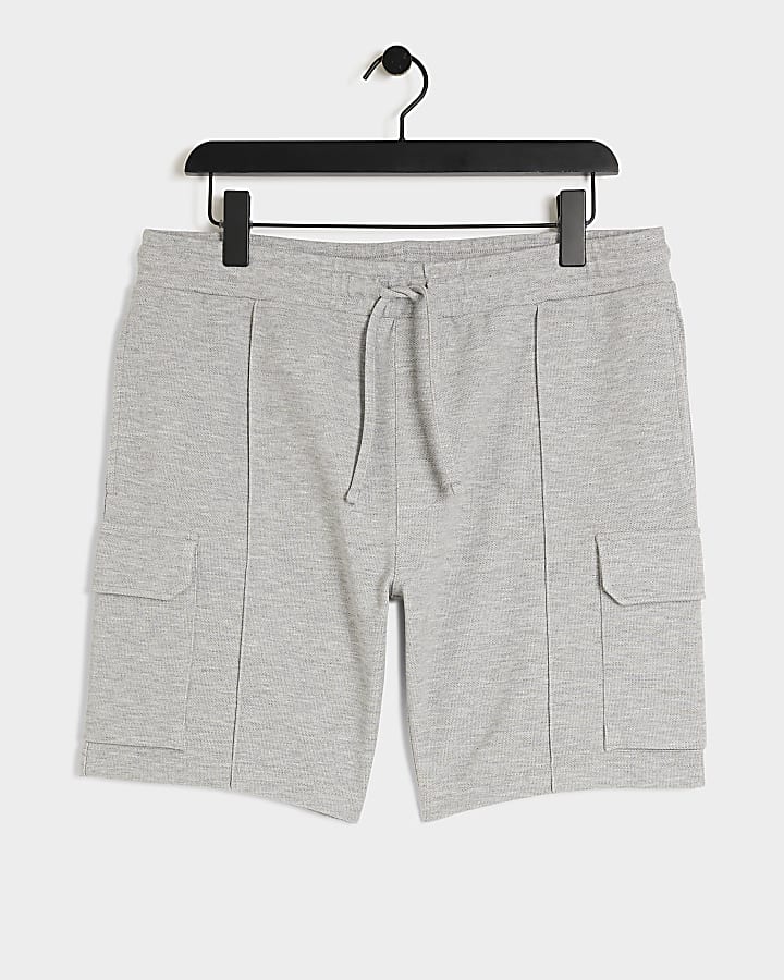 Grey slim fit cargo shorts