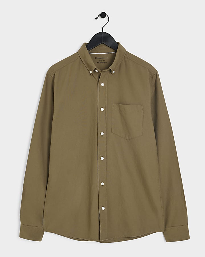 Khaki Regular Fit Oxford Shirt