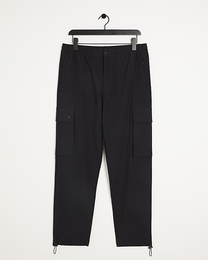 Black regular fit cargo trousers