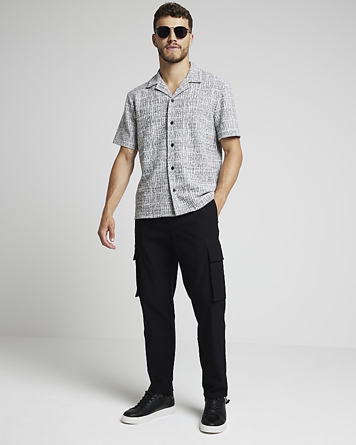 Black regular fit cargo trousers