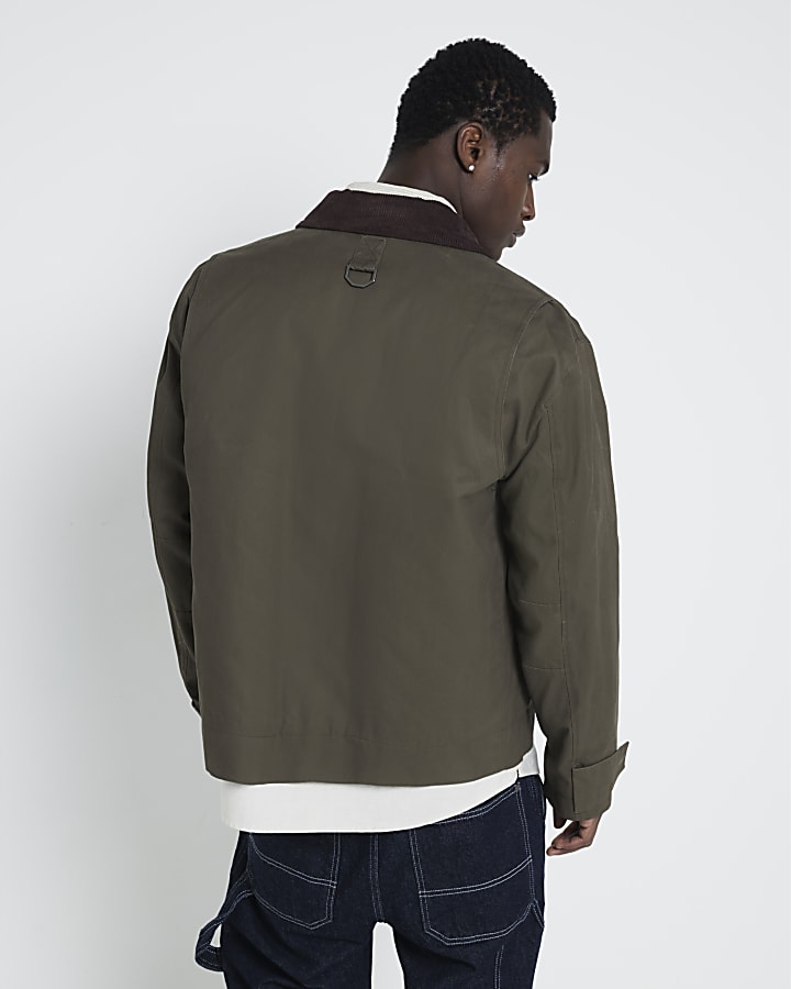 Khaki Regular fit Waxed Jacket