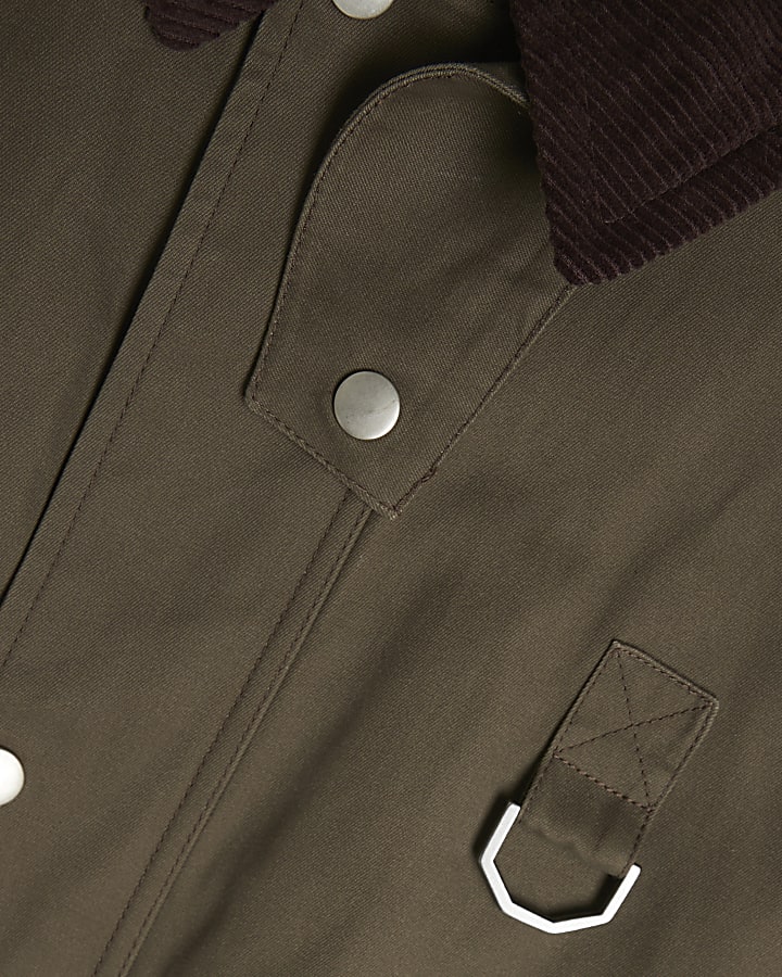 Khaki Regular fit Waxed Jacket