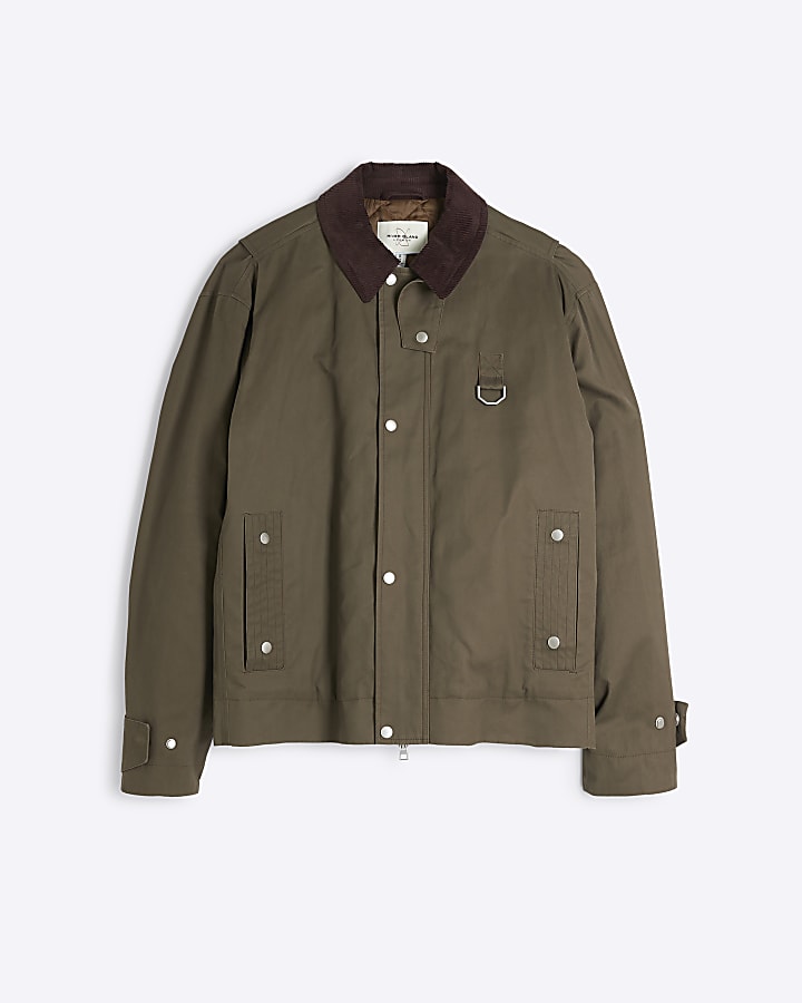 Khaki Regular fit Waxed Jacket