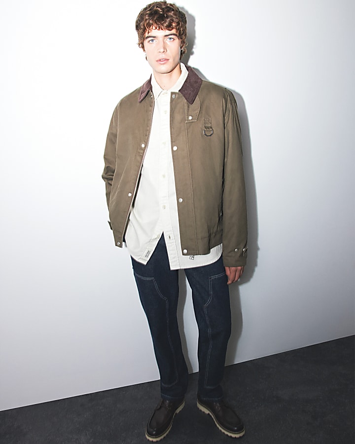 Khaki Regular fit Waxed Jacket