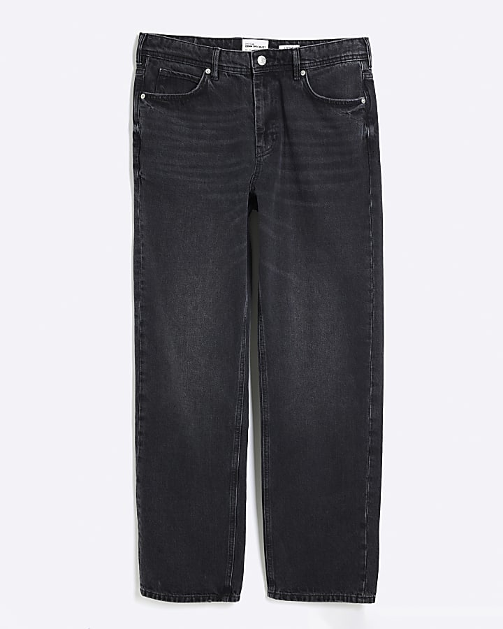 Washed black loose fit jeans