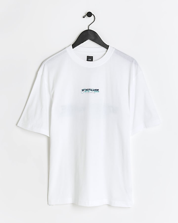 White regular fit graphic print t-shirt