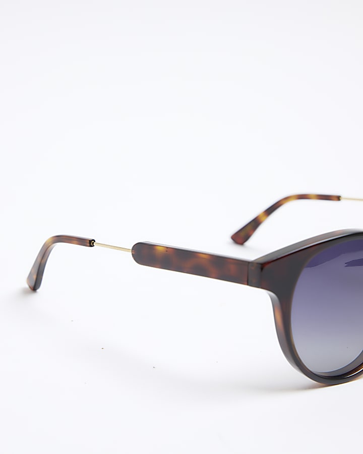 Brown Round Premium Acetate Sunglasses ​