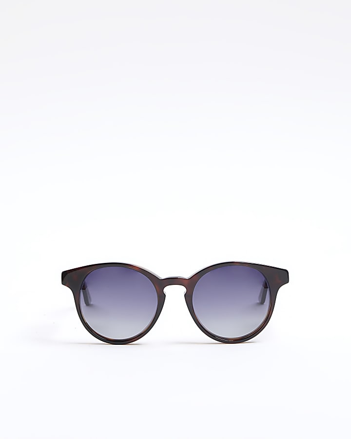 Brown Round Premium Acetate Sunglasses ​