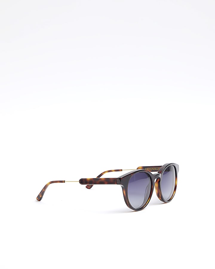 Brown Round Premium Acetate Sunglasses ​