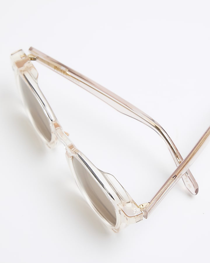 Beige Round Premium Acetate Sunglasses