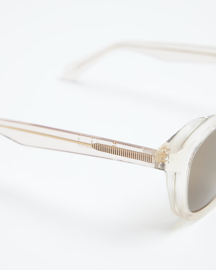 Beige Round Premium Acetate Sunglasses