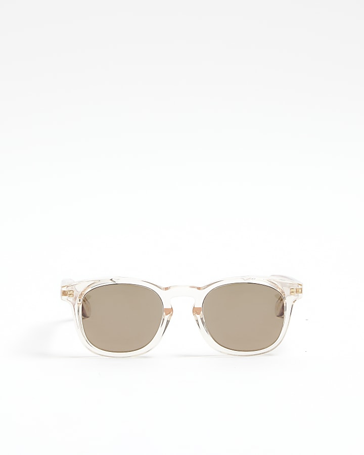 Beige Round Premium Acetate Sunglasses