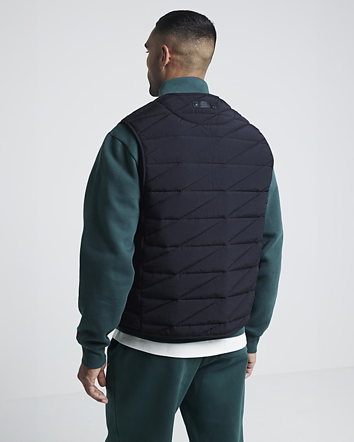 Black regular fit quilted gilet