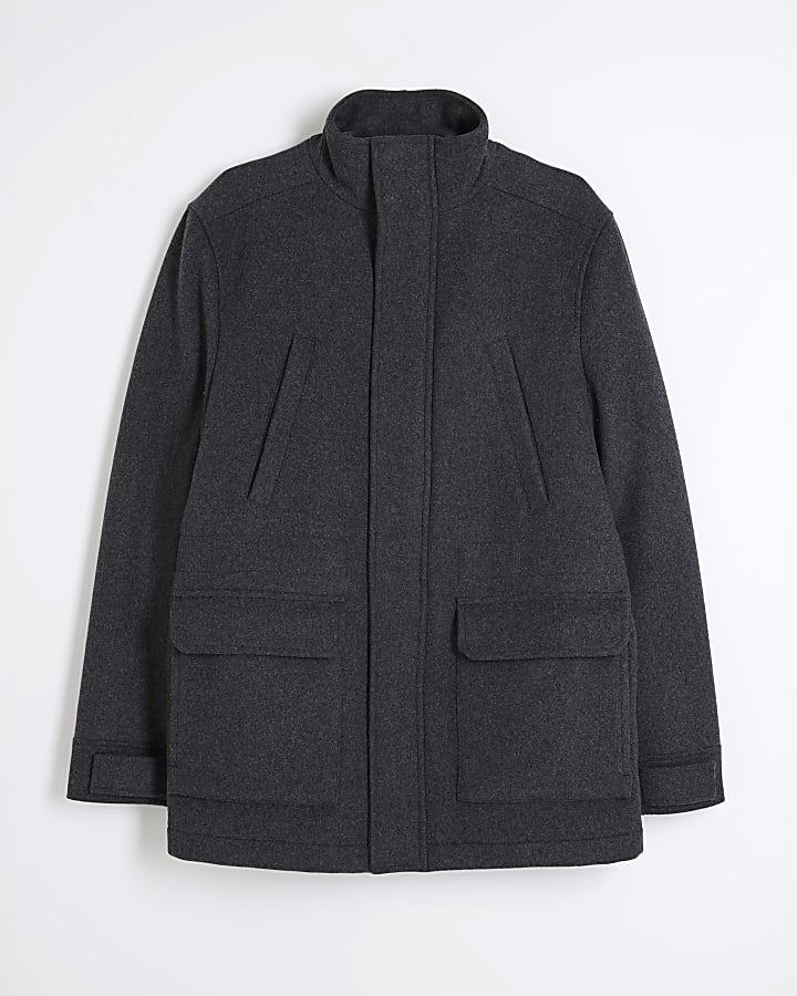 Grey Wool Commuter Coat