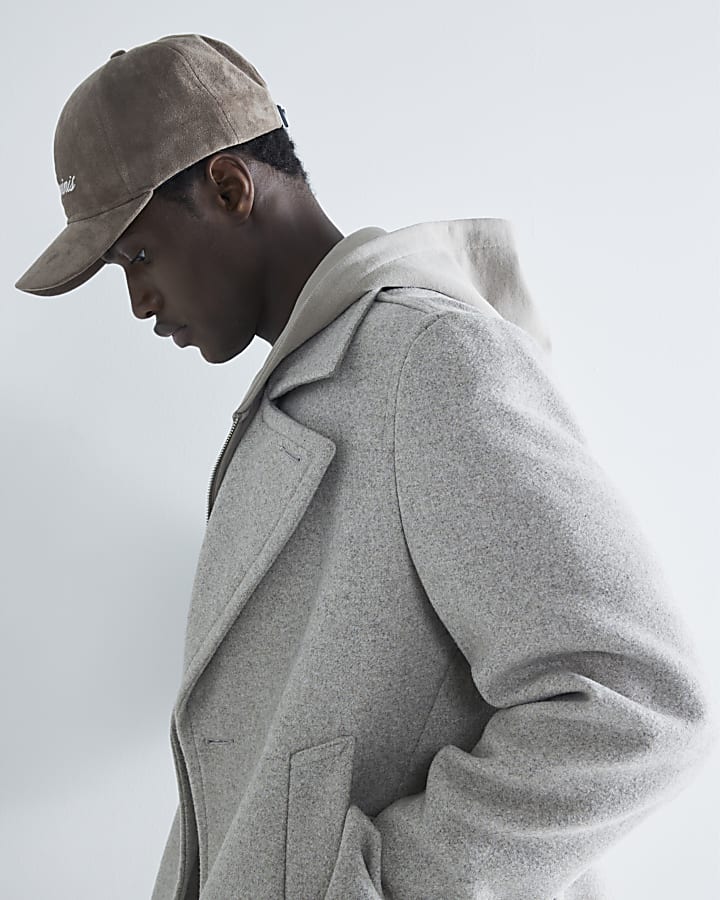 Beige Regular Fit Wool Blend Peacoat