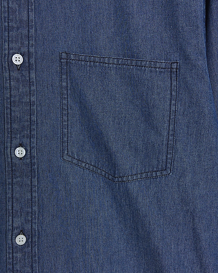 Blue regular fit lightweight denim shirt