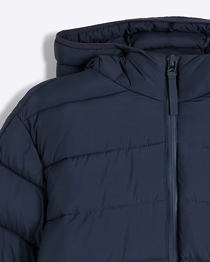 Navy Regular Fit Hooded Padded Jacket