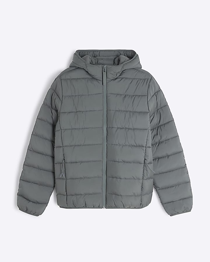 Green Regular Fit Quilted Hooded Puffer Coat