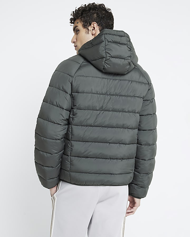 Green Regular Fit Quilted Hooded Puffer Coat