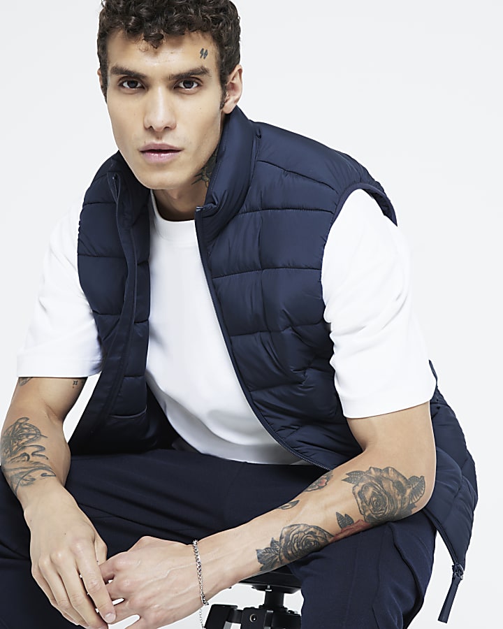 Navy Quilted Gilet