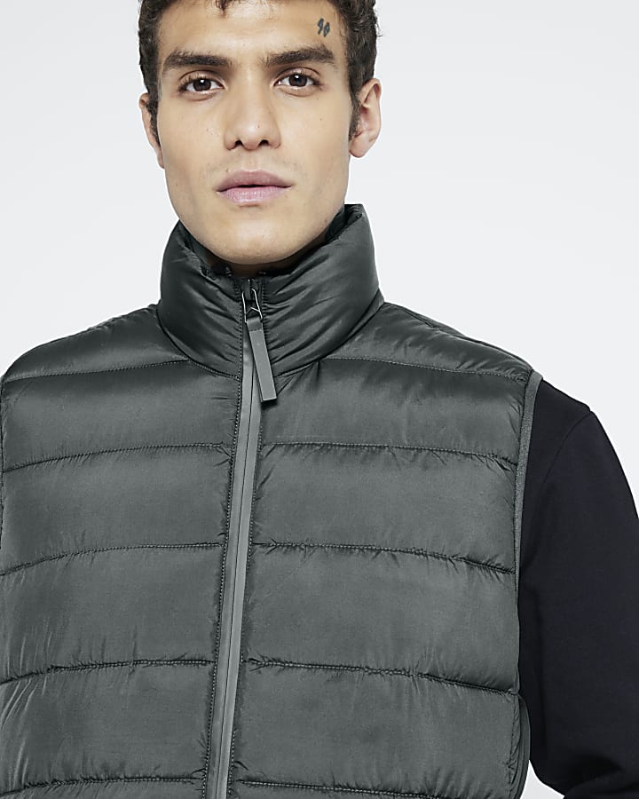 Green Regular Fit Quilted Gilet