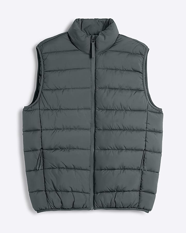 Green Regular Fit Quilted Gilet