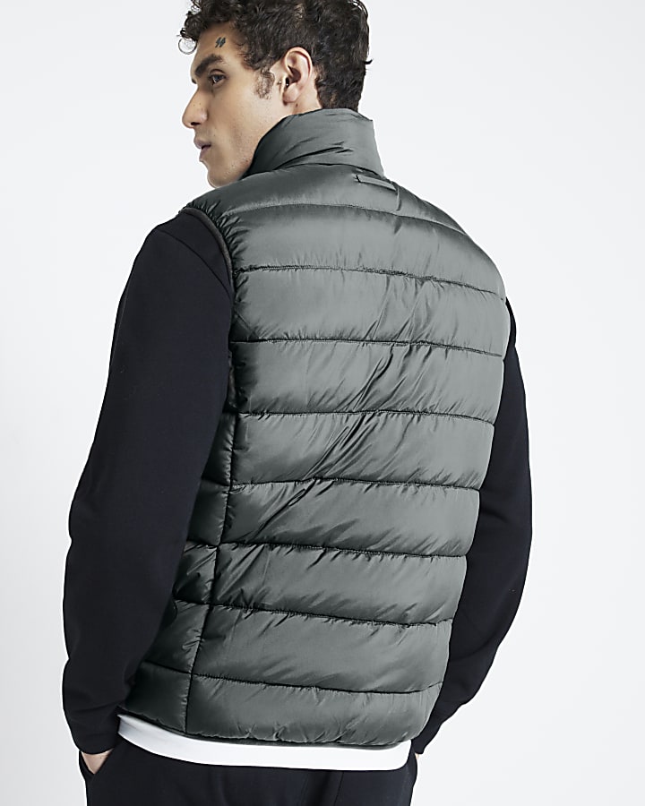 Green Regular Fit Quilted Gilet
