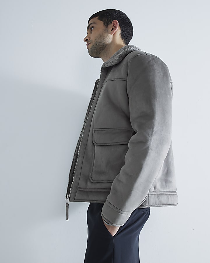 Grey shearling jacket