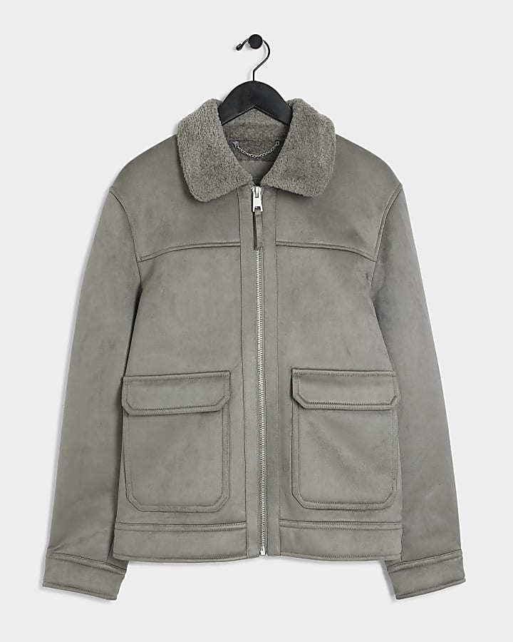 Grey shearling jacket