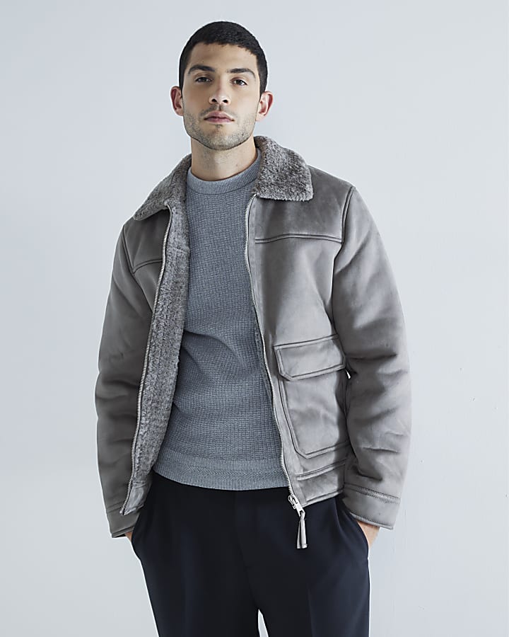 Grey shearling jacket